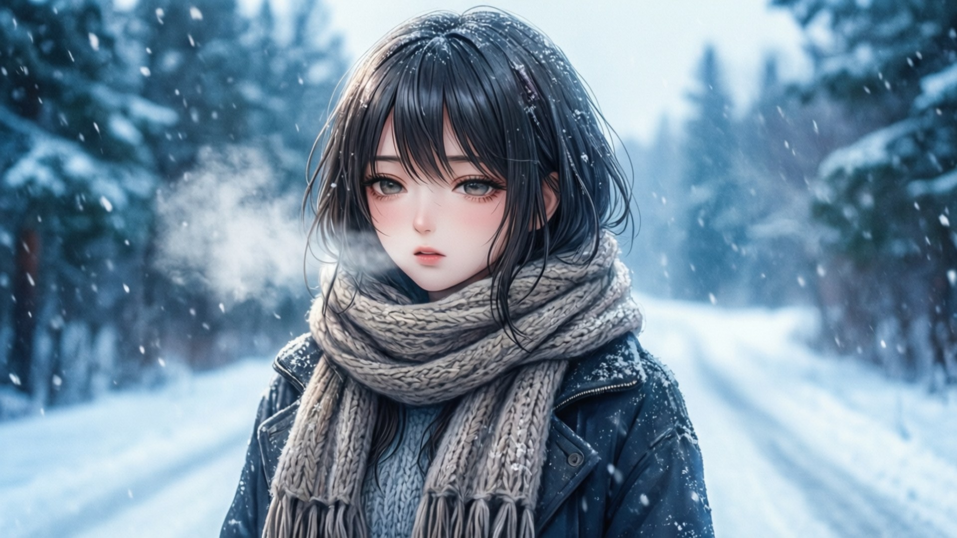 Прогулянка зимовим снігом Шпалери