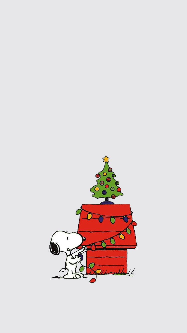 Простий милий різдвяний Snoopy для iPhone Шпалери