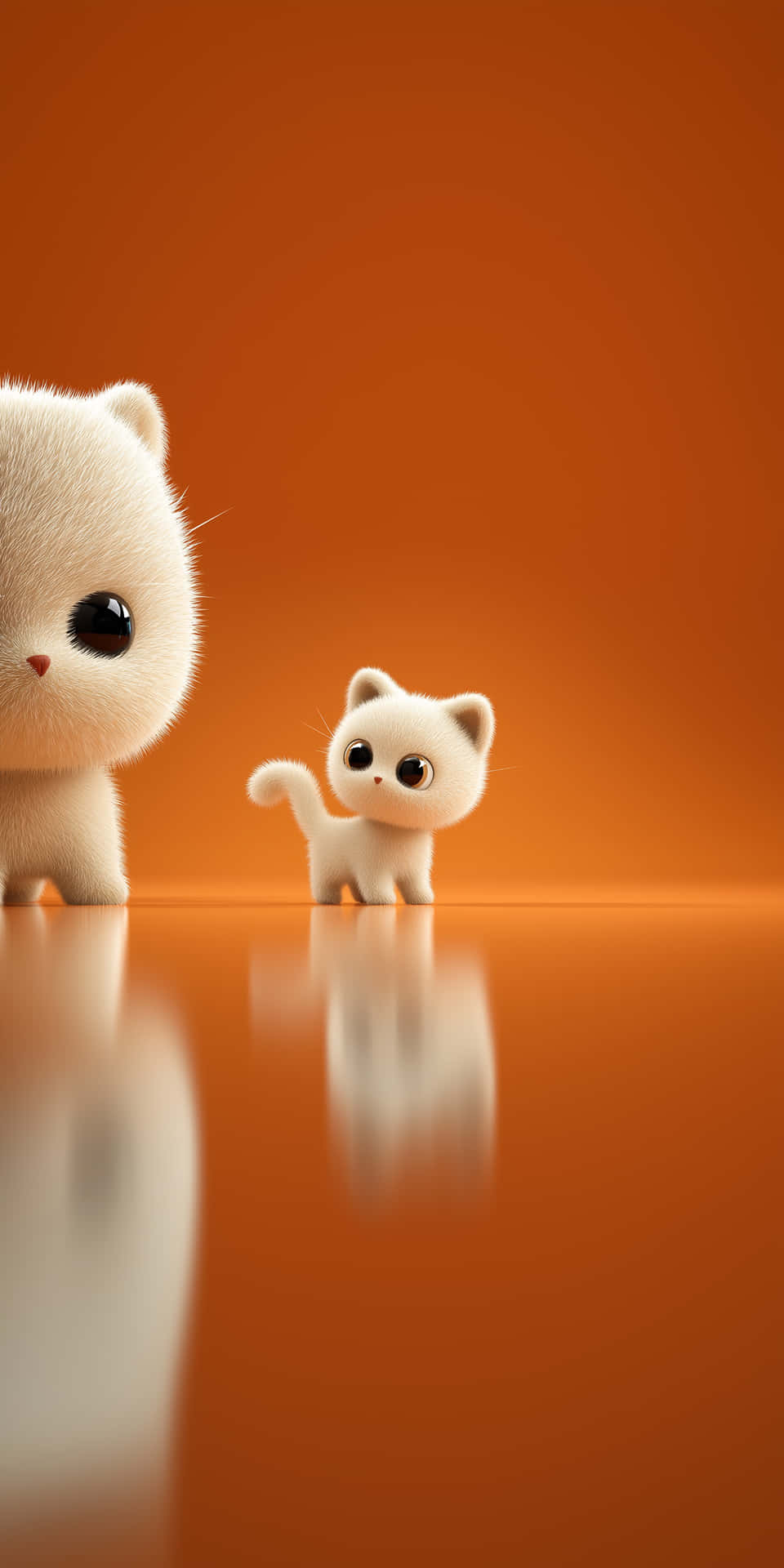 кошеня,кіт,милий,пухнастий,чарівний,білий,мультяшний,тварина,домашній улюбленець,помаранчевий,фон,мінімалістичний,око,ніс,хвіст,відображення,м'який,пухнастий,грайливий,невинний