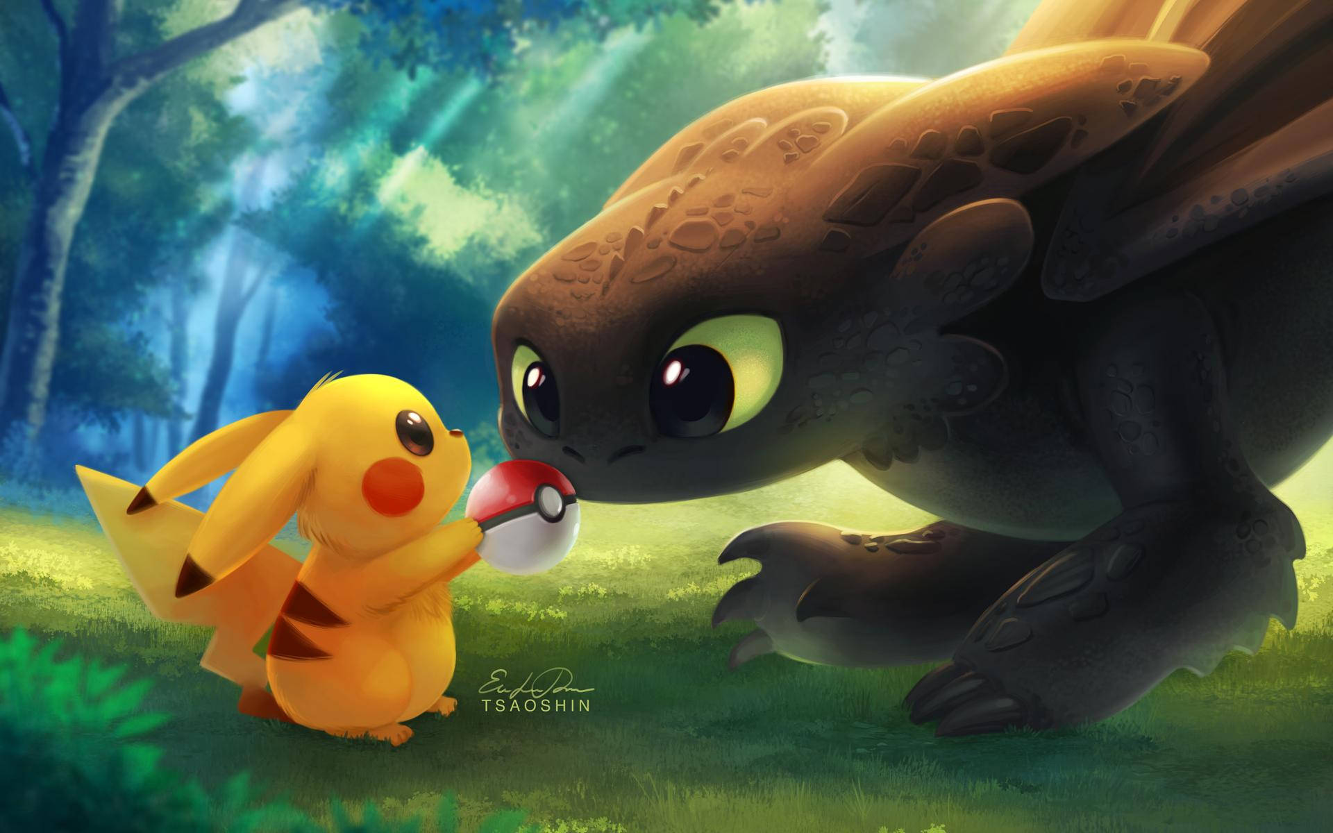 Кросовер арт Беззубика та Пікачу з Pokemon шпалери — Покемон Шпалери