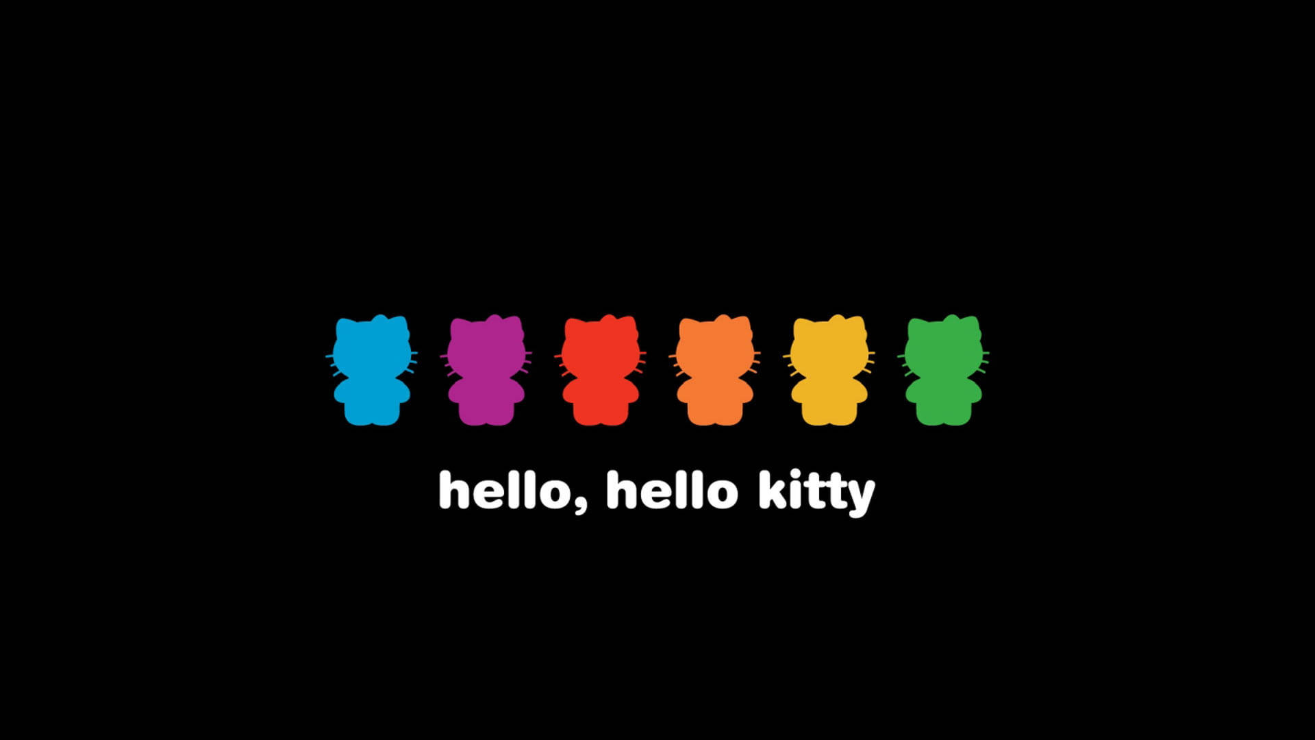 Райдужна Hello Kitty на чорному тлі Шпалери