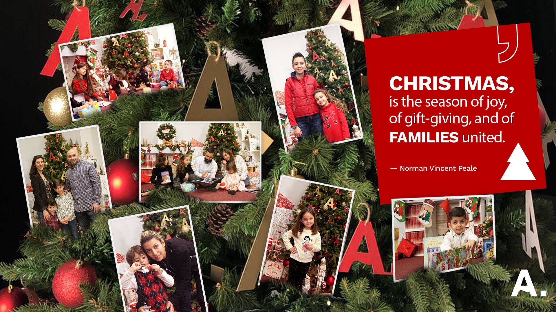 Рождественский коллаж на деревьях Шпалери