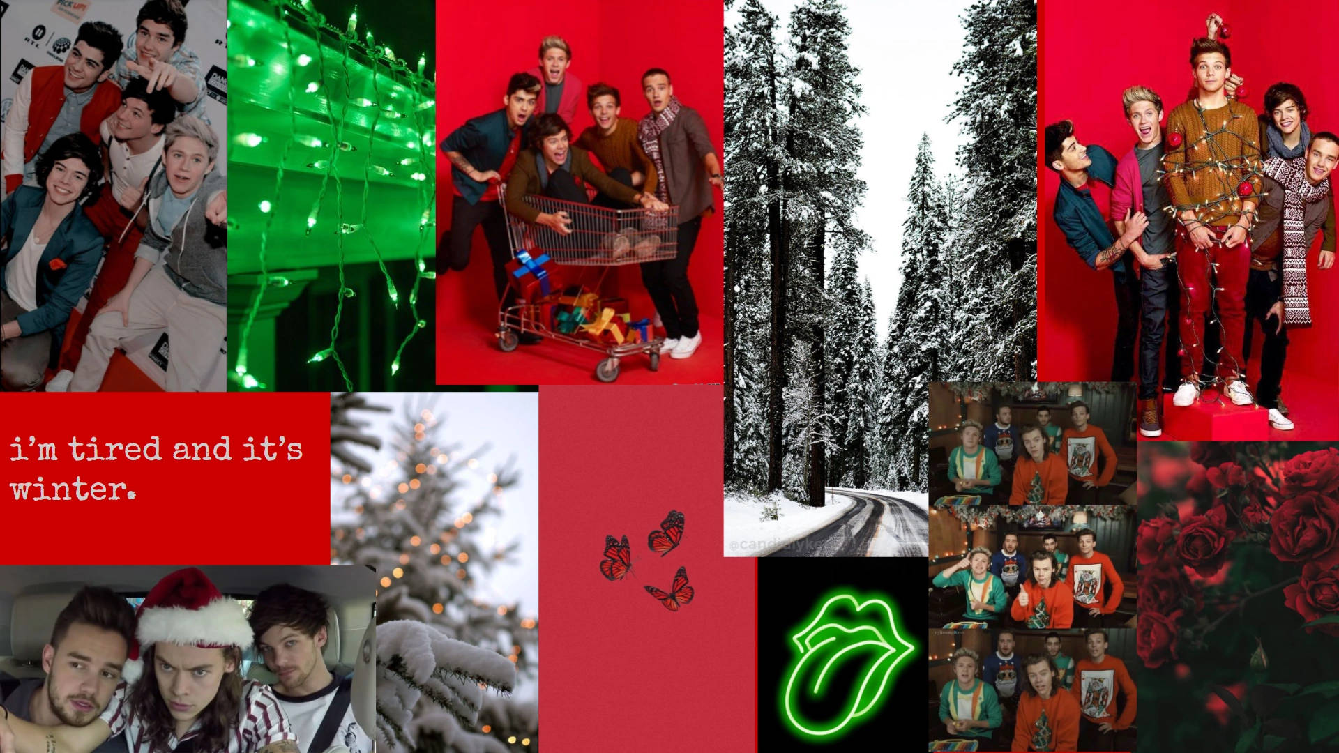 Рождественский коллаж One Direction Шпалери