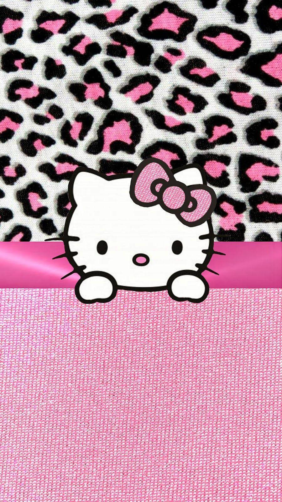 Рожева Hello Kitty з леопардовим текстилем Шпалери