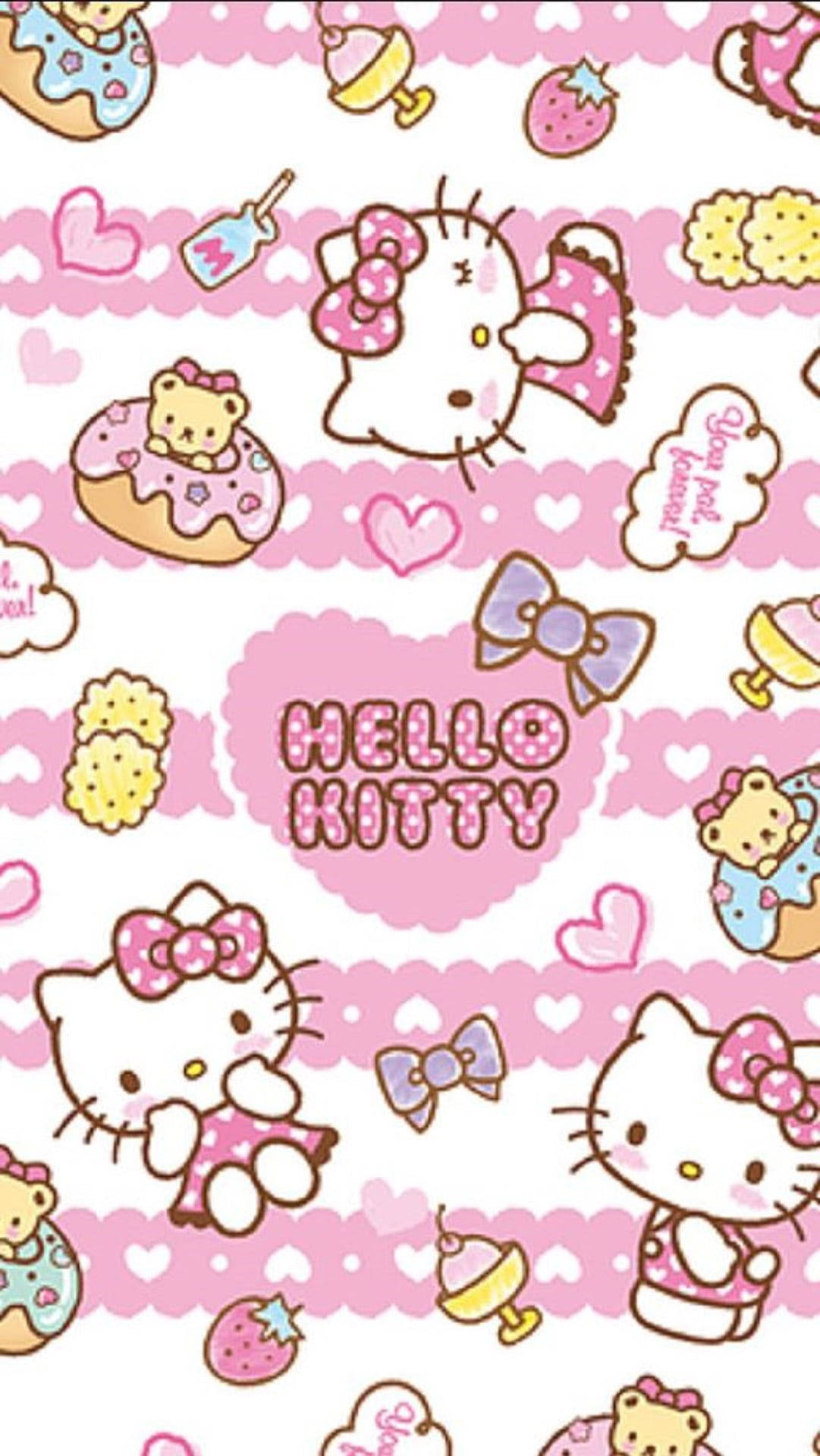 Рожева Hello Kitty з малюнками їжі