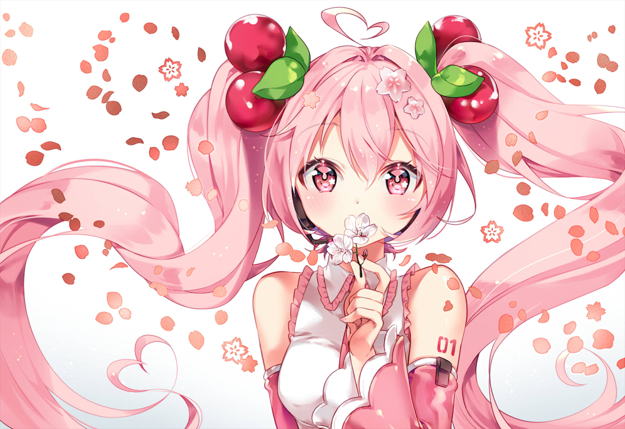 Рожева аніме естетика Cherry Miku Шпалери