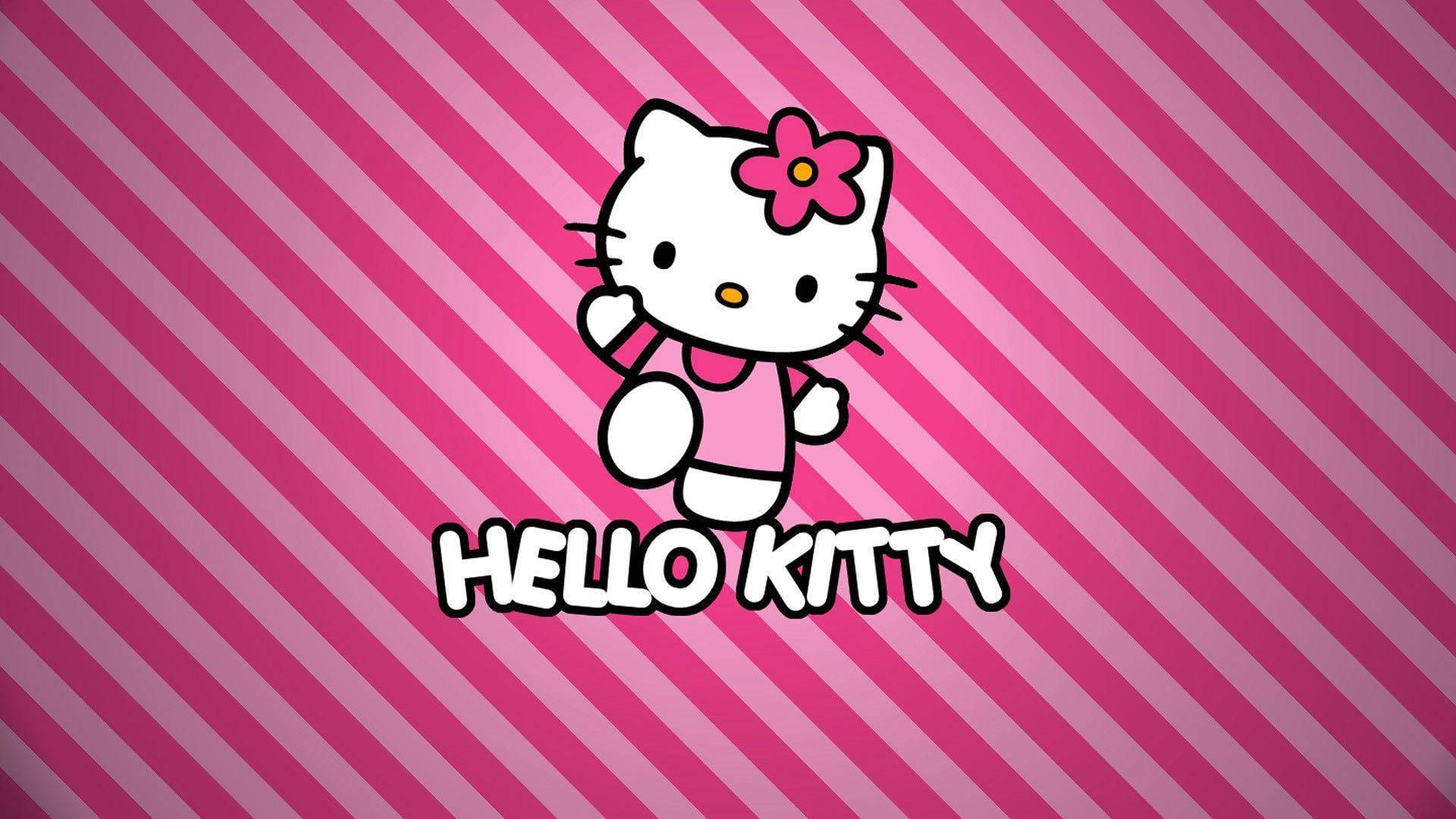 Рожеве Hello Kitty зі смужками на фоні Шпалери