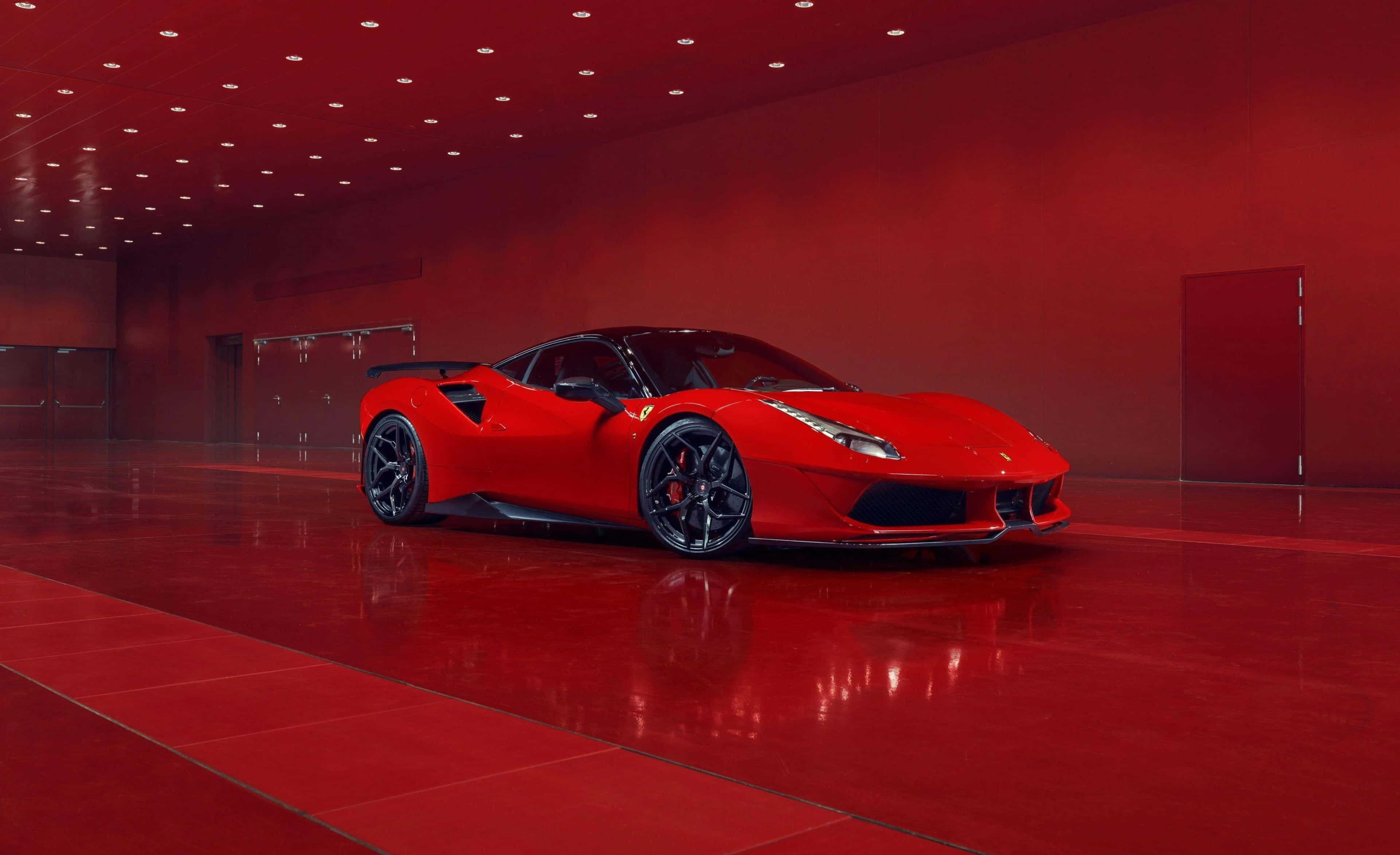 Розкішний червоний Ferrari на межі можливостей Шпалери