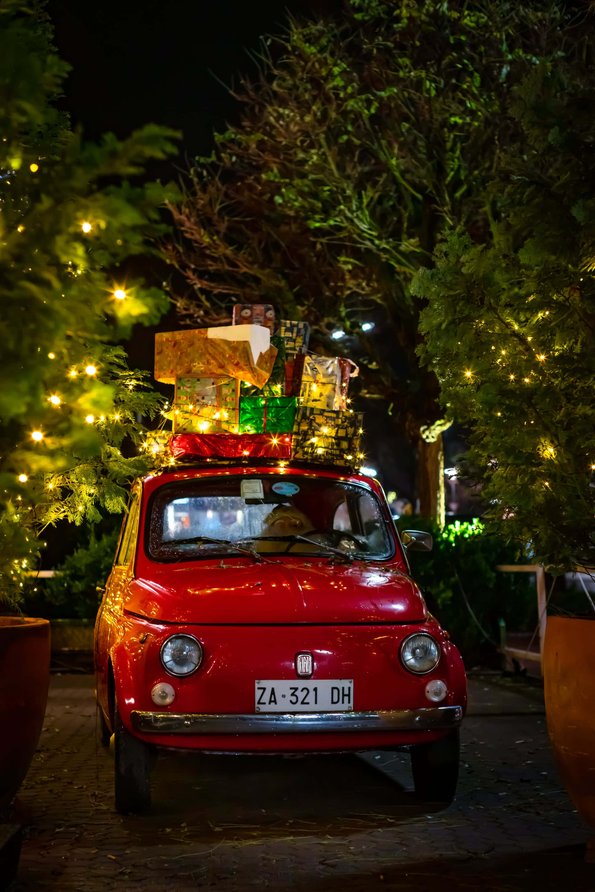 Різдвяна естетика iPhone Fiat 500 Шпалери