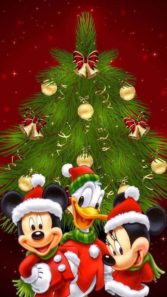 Різдвяний Disney iPhone Міккі та веселі друзі Шпалери