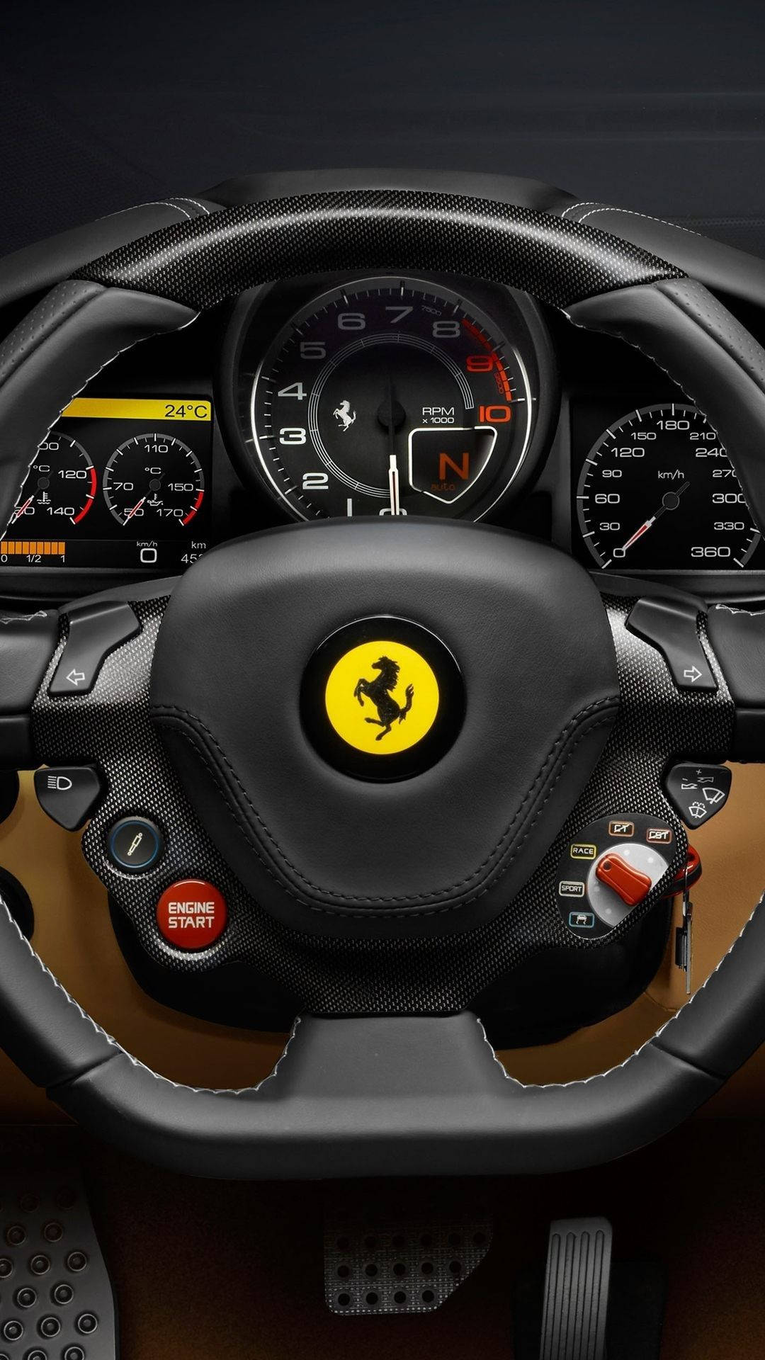 Салон спортивного автомобіля Ferrari iPhone Шпалери