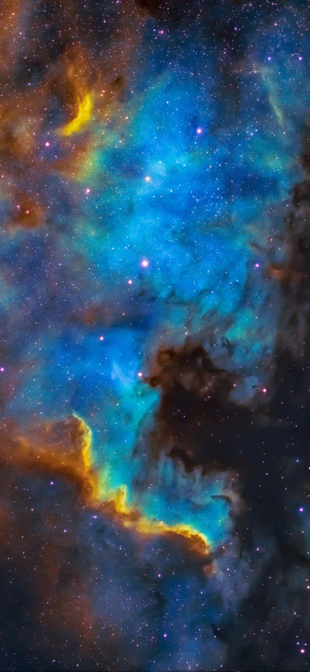 голубая и оранжевая туманность с звёздами на заднем плане Шпалери