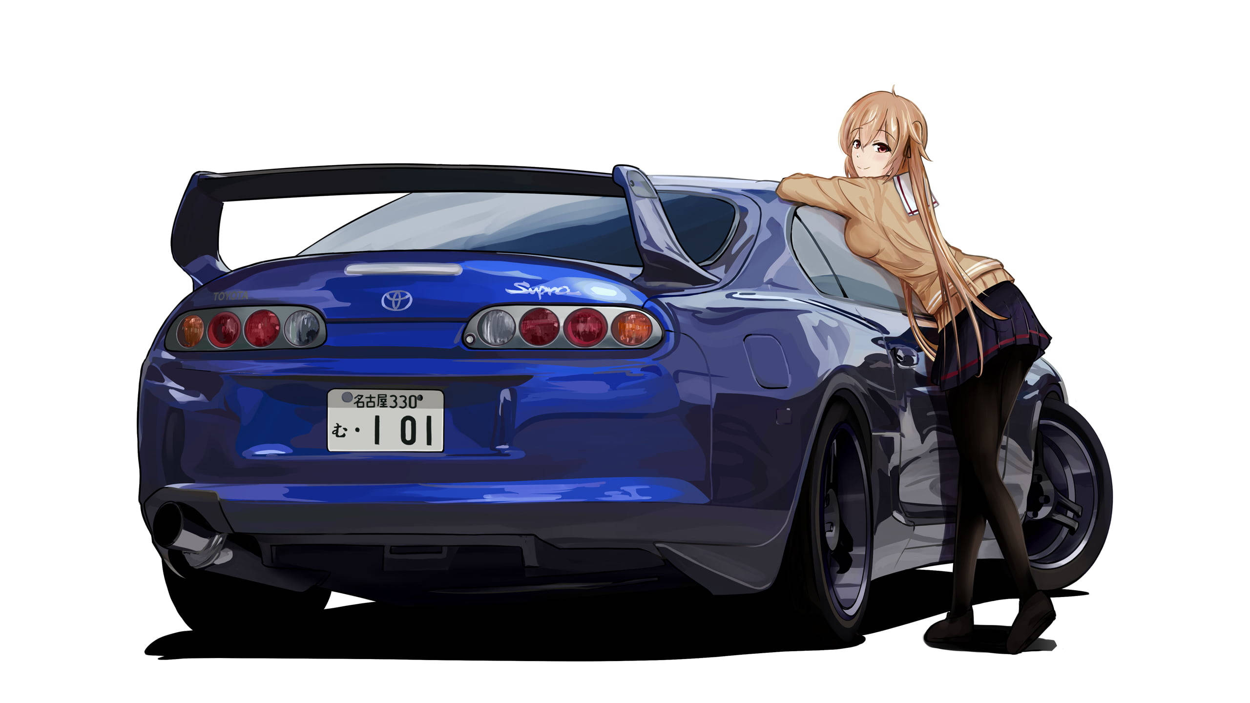 Синє аніме авто Toyota Supra Шпалери