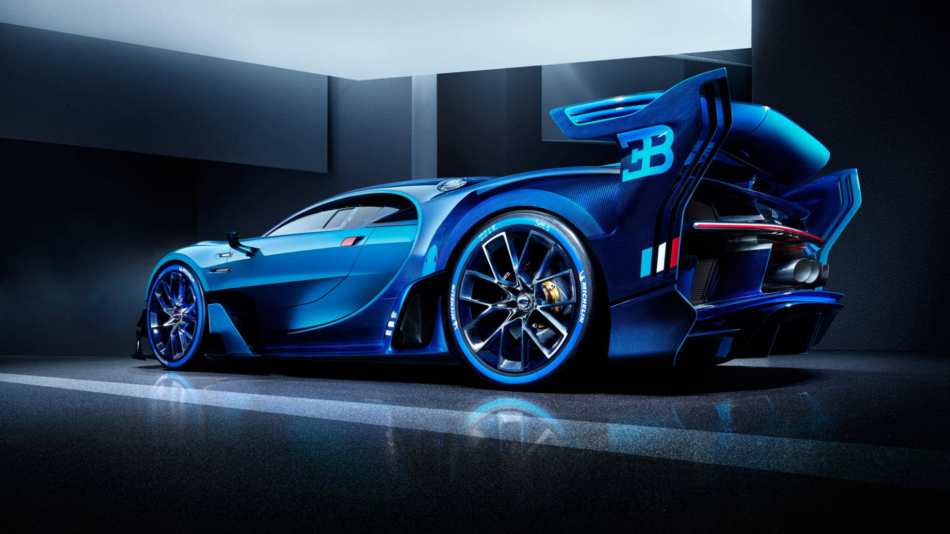 Синій спортивний автомобіль Bugatti 3B Шпалери