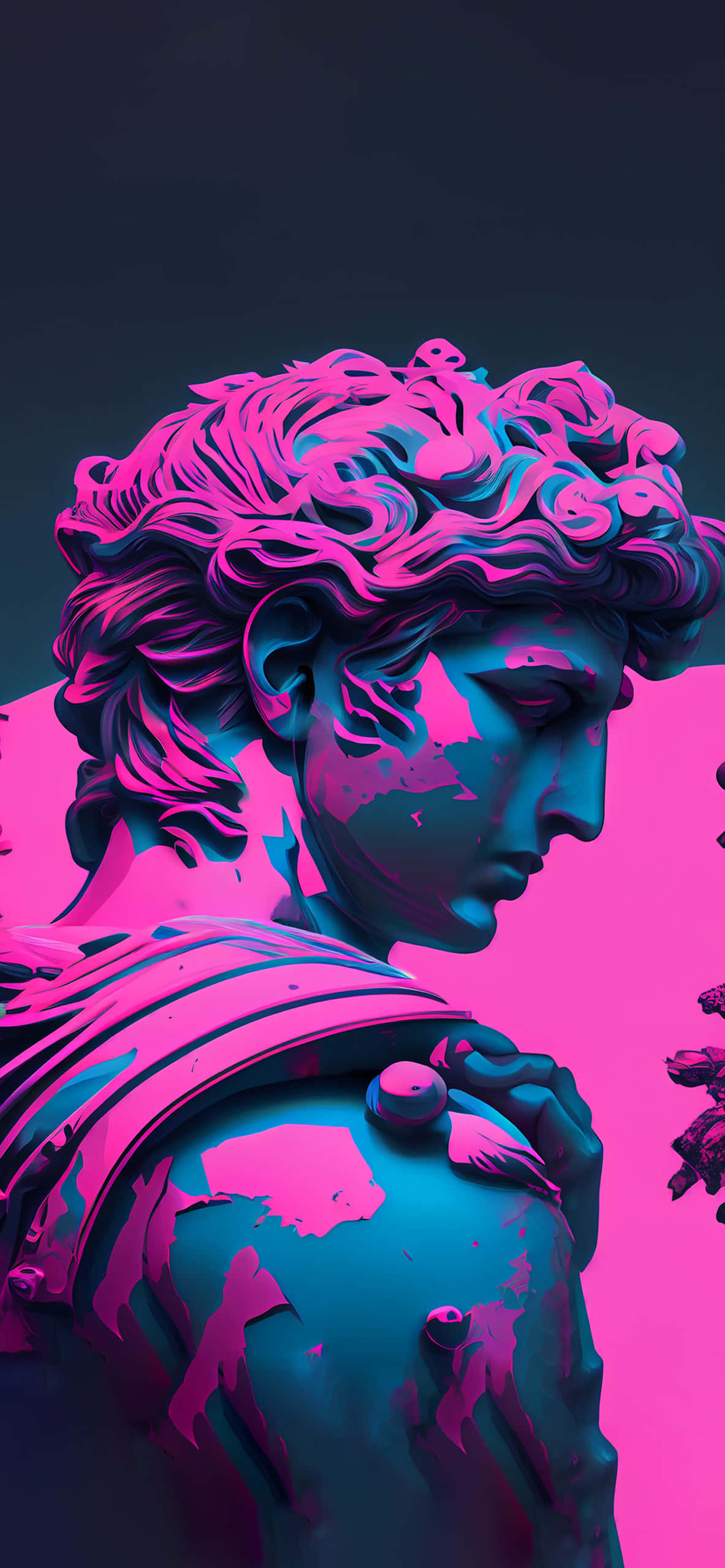 Скульптура Мікеланджело Vaporwave Векторний Арт Фон Шпалери