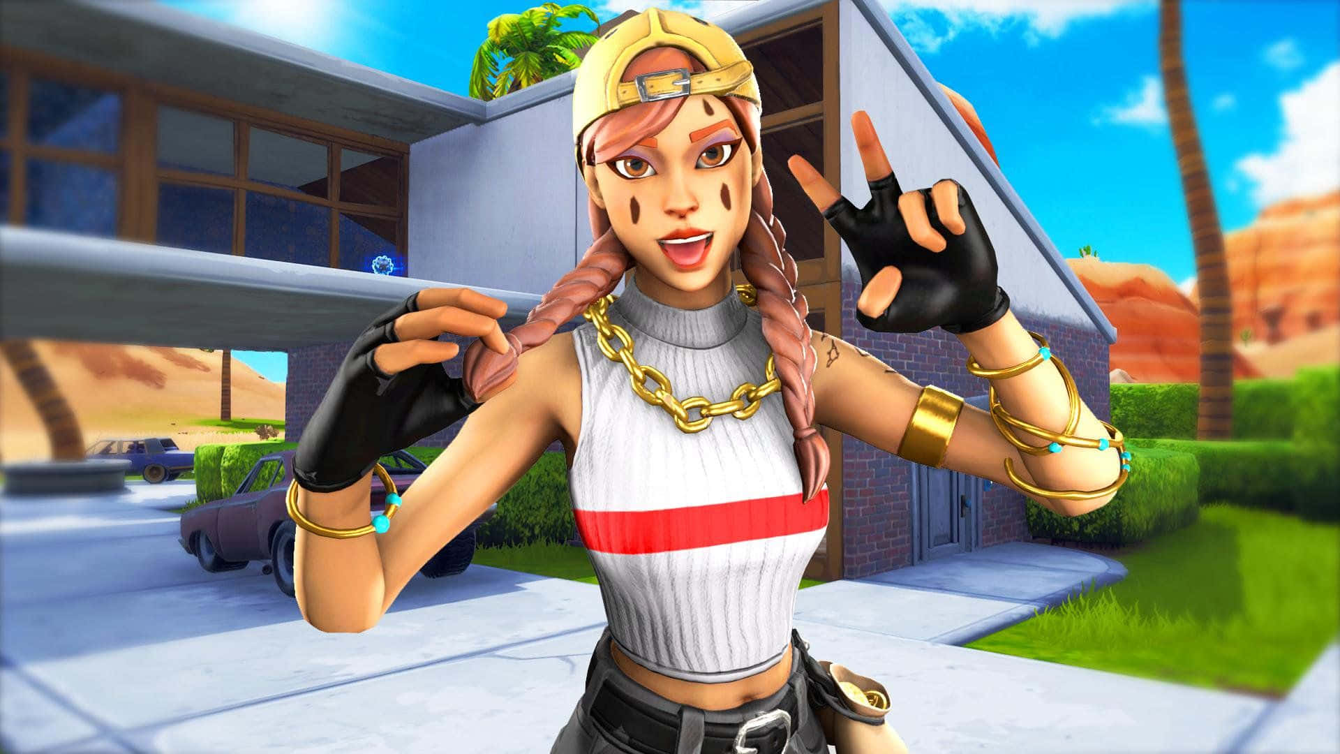 Скін Аура з Fortnite крута поза у відеогрі Шпалери