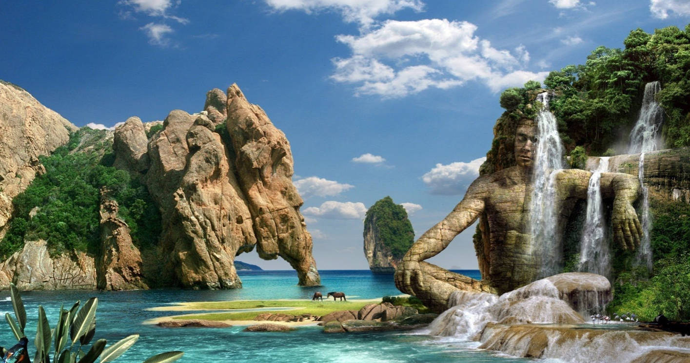 Слон і Будда 3D Природа Шпалери