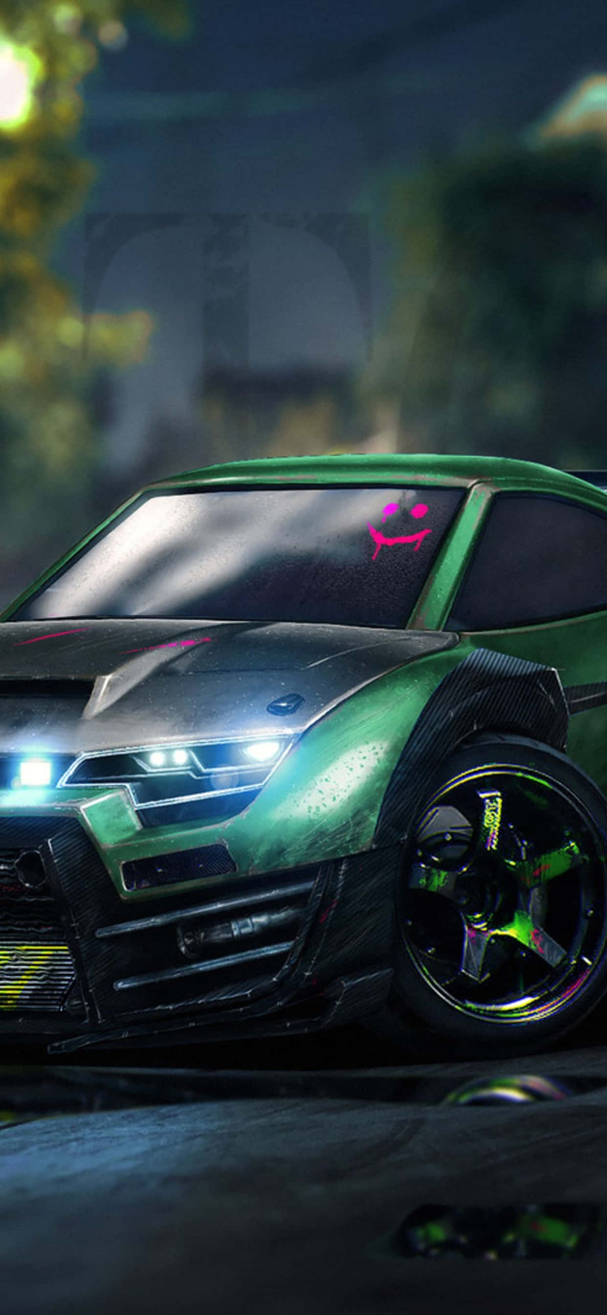 Спринт на поле в радикальном космическом корабле в iPhone XS Max Rocket League Шпалери