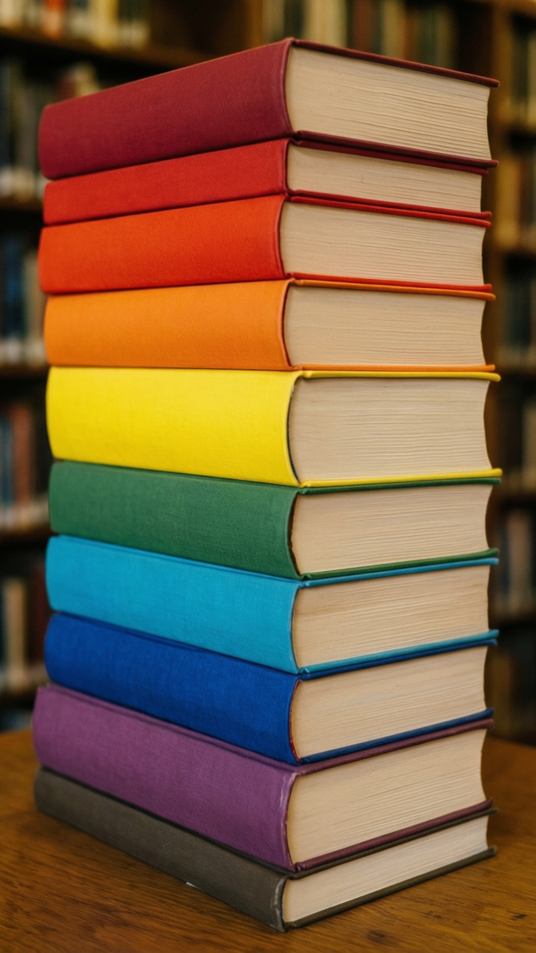 Стопка книг веселкових кольорів Шпалери