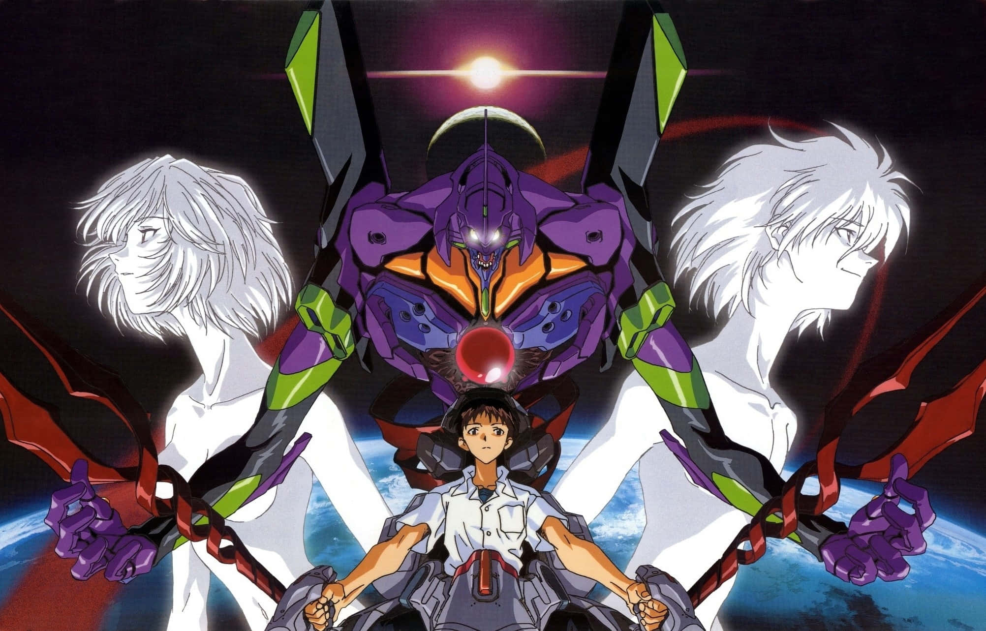 Сіндзі Ікарі та Рей Аянамі з Neon Genesis Evangelion Шпалери