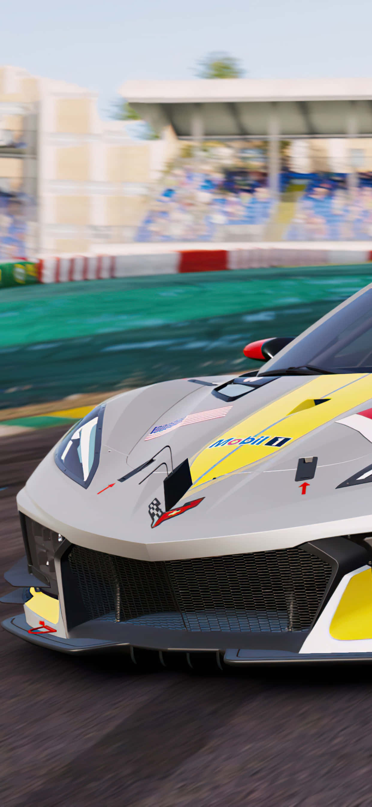Сірий Lamborghini V12 на фоні Project Cars 2 для iPhone XS Max Шпалери