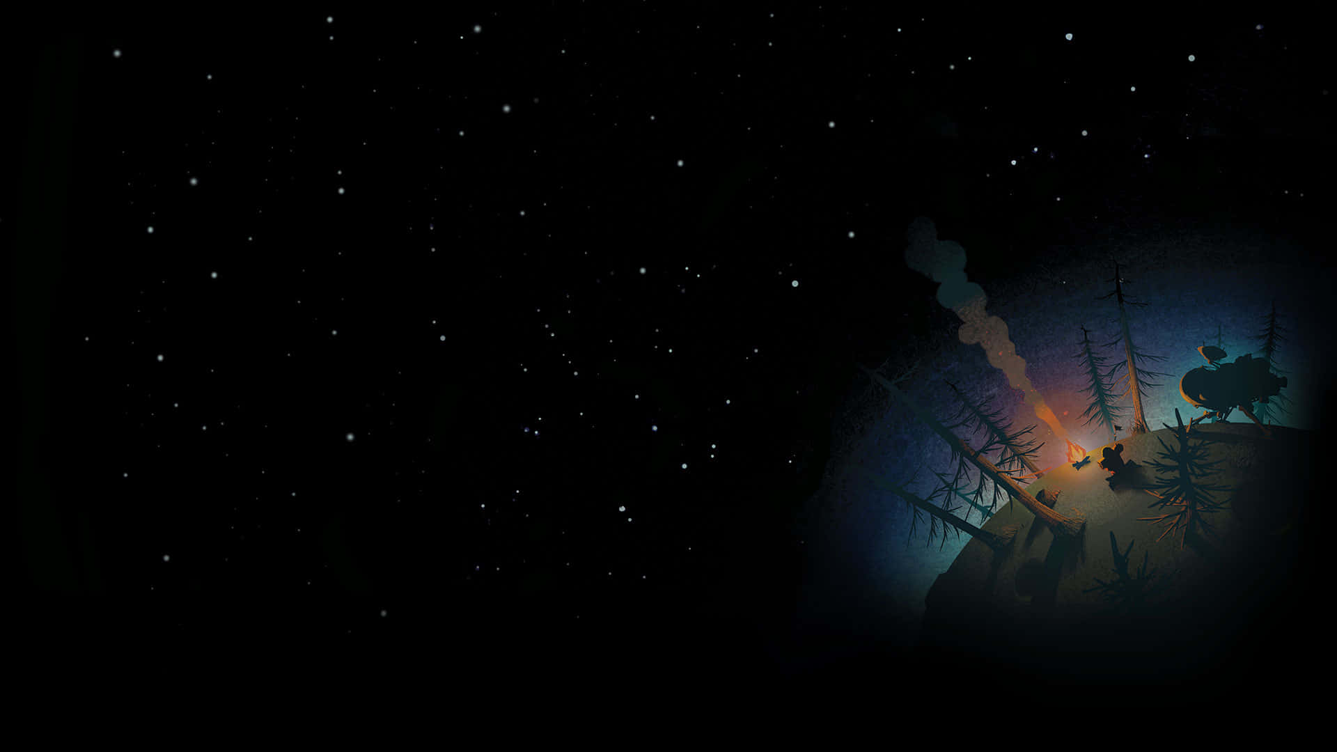 Табір Outer Wilds у зоряну ніч Шпалери