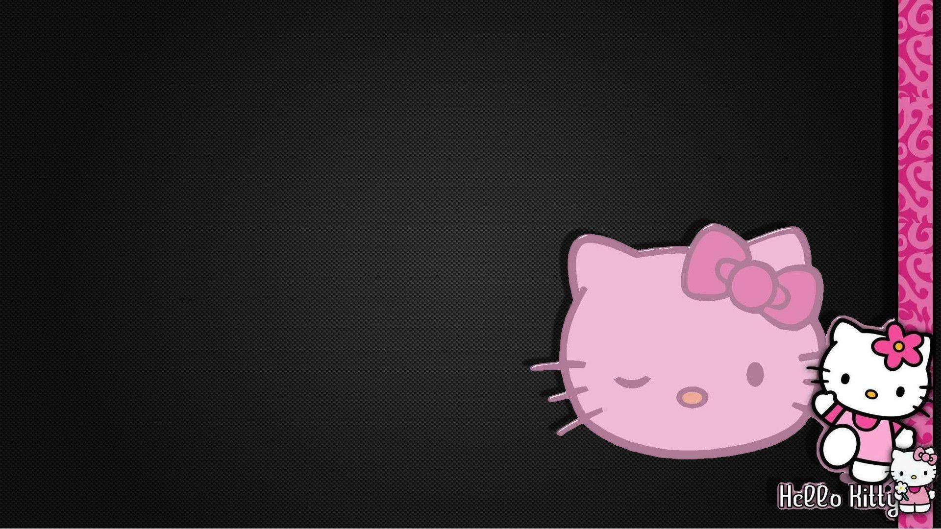 Текстурна чорна Hello Kitty з рамкою Шпалери