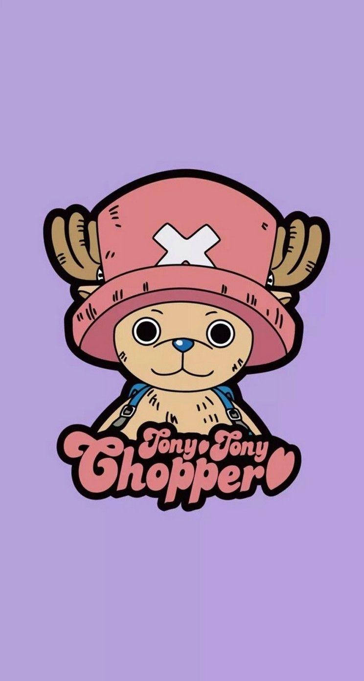 Телефонні обої One Piece с Чоппером на фіолетовому фону Шпалери