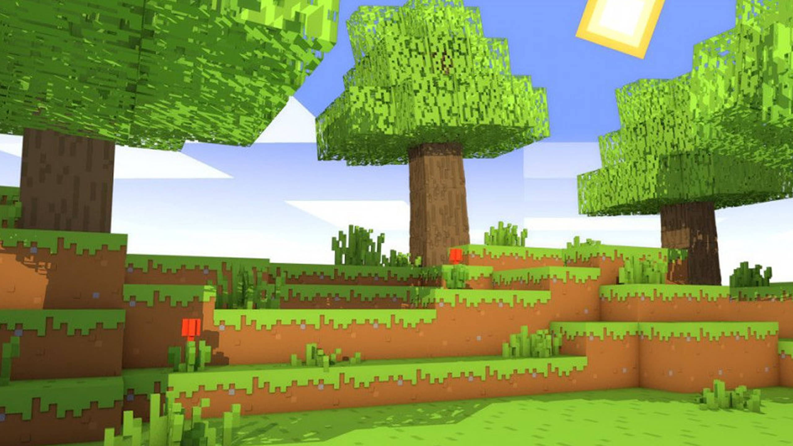 Трава з деревами 2560x1440 Minecraft Шпалери