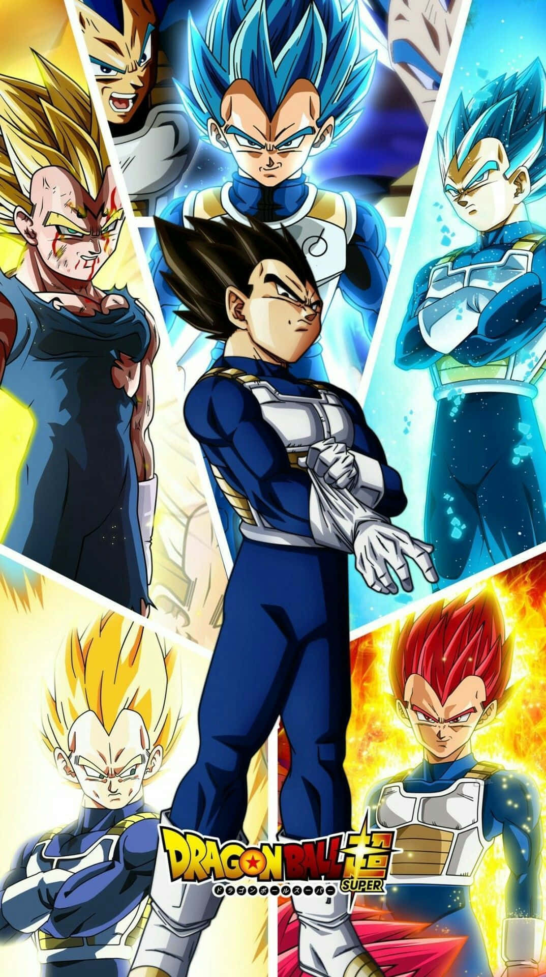 Усміхнений Маджін Вегета з усіма трансформаціями Dragon Ball Шпалери