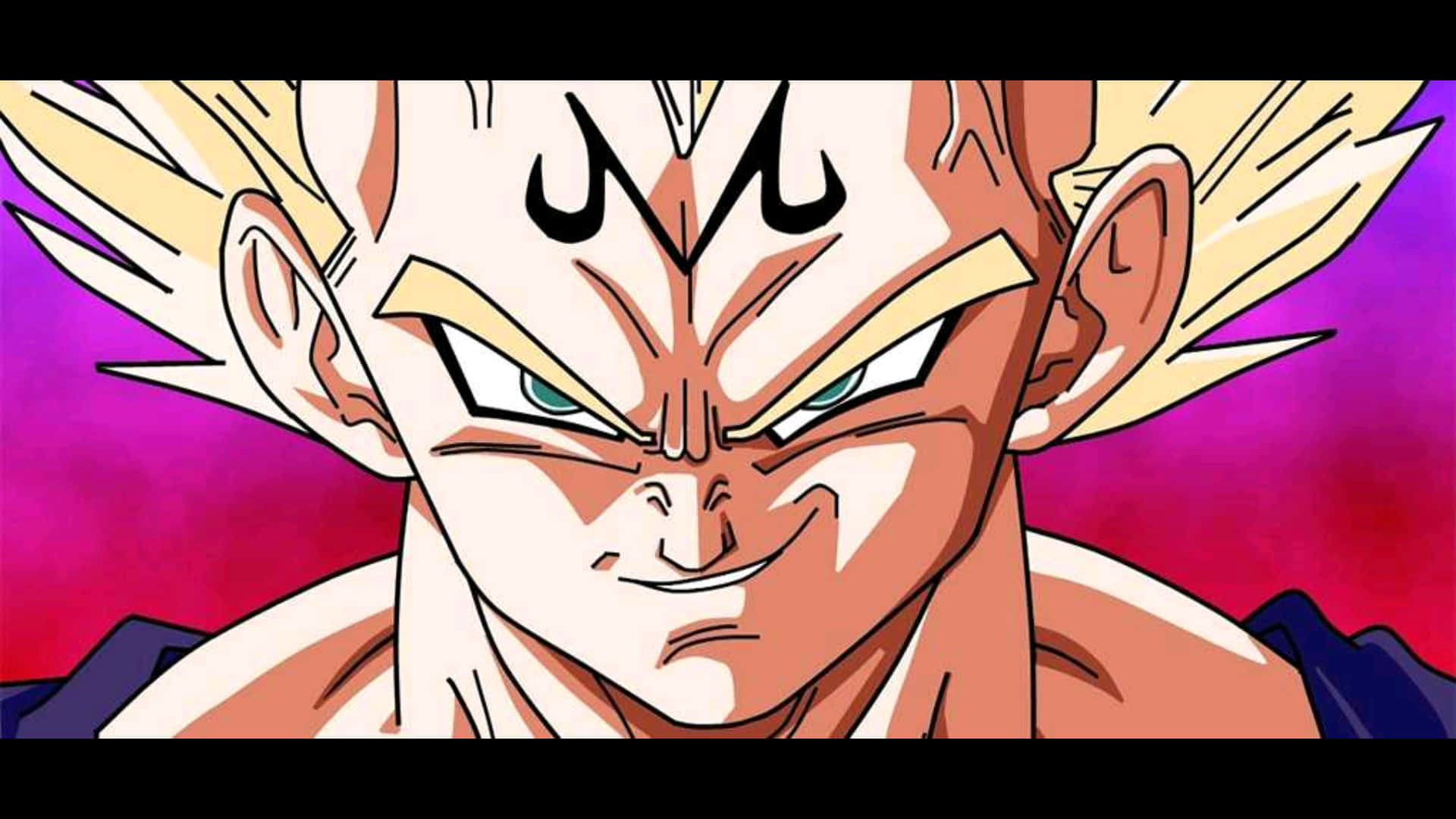 Усмішка Маджіна Вегети на фіолетовому фоні Dragon Ball Шпалери