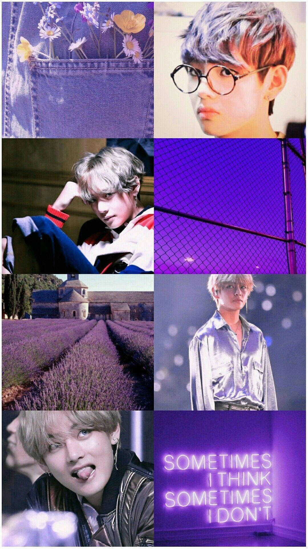 Учасник BTS V у фіолетовому світлі Шпалери