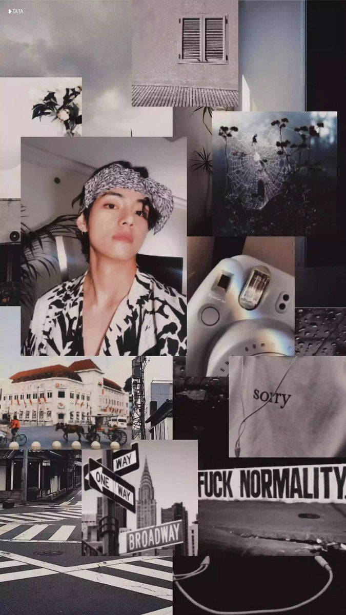 Учасник BTS V у сірій естетиці Шпалери