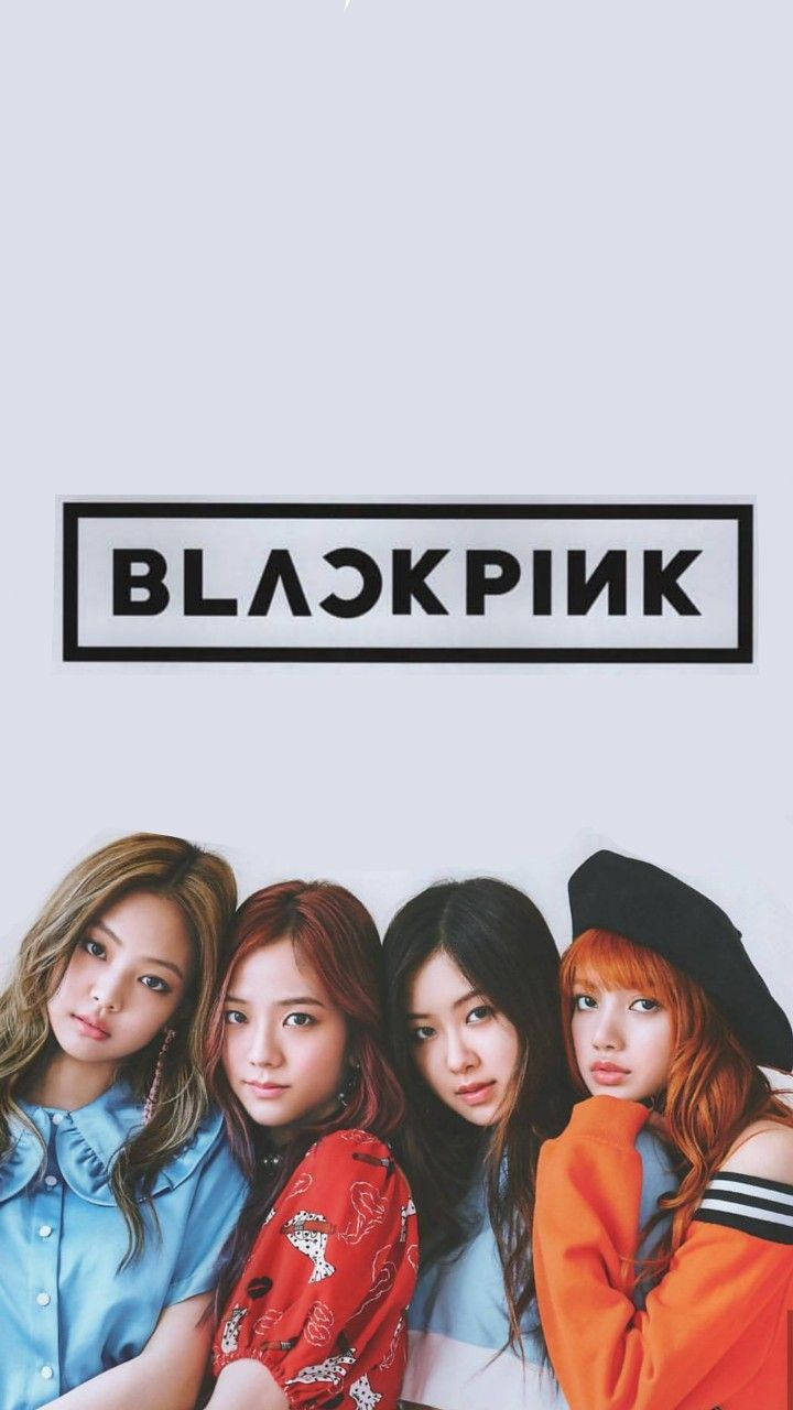 Шпалери Blackpink учасниці на білому тлі з логотипом