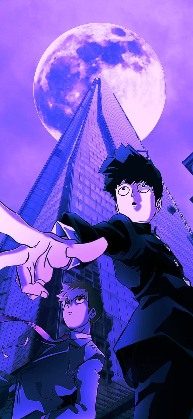 Фиолетовая картинка Mob Psycho Шпалери