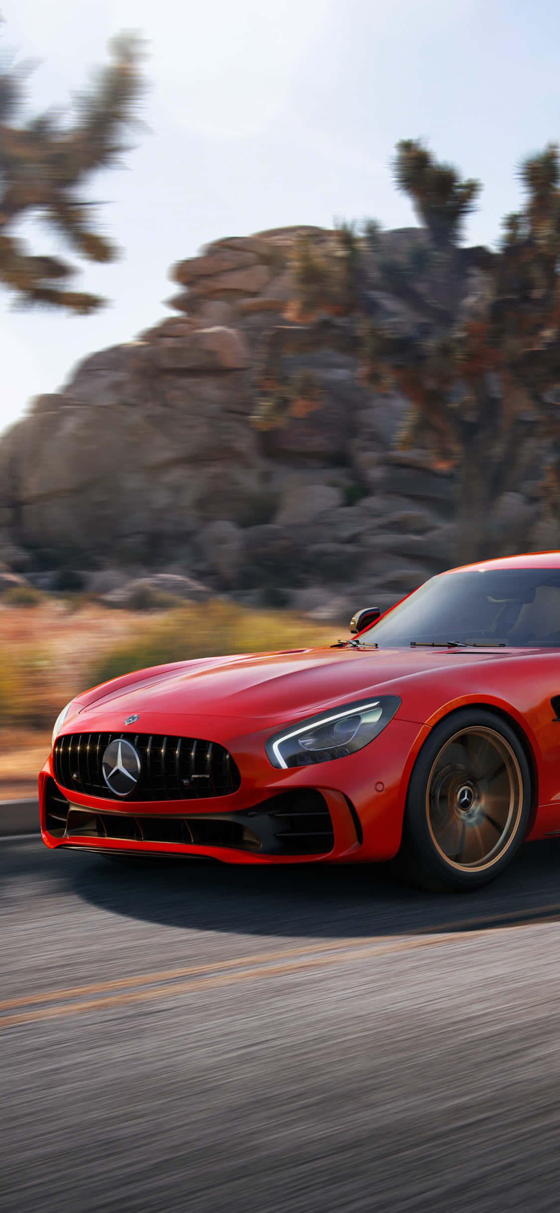 Фон iPhone X AMG GT-R Красный 2018 AMG GTR Шпалери