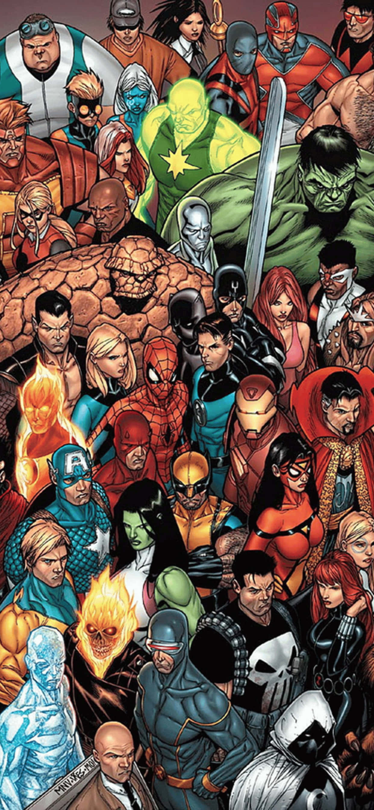 Фон iPhone XS Max Marvel Все супергерои Шпалери