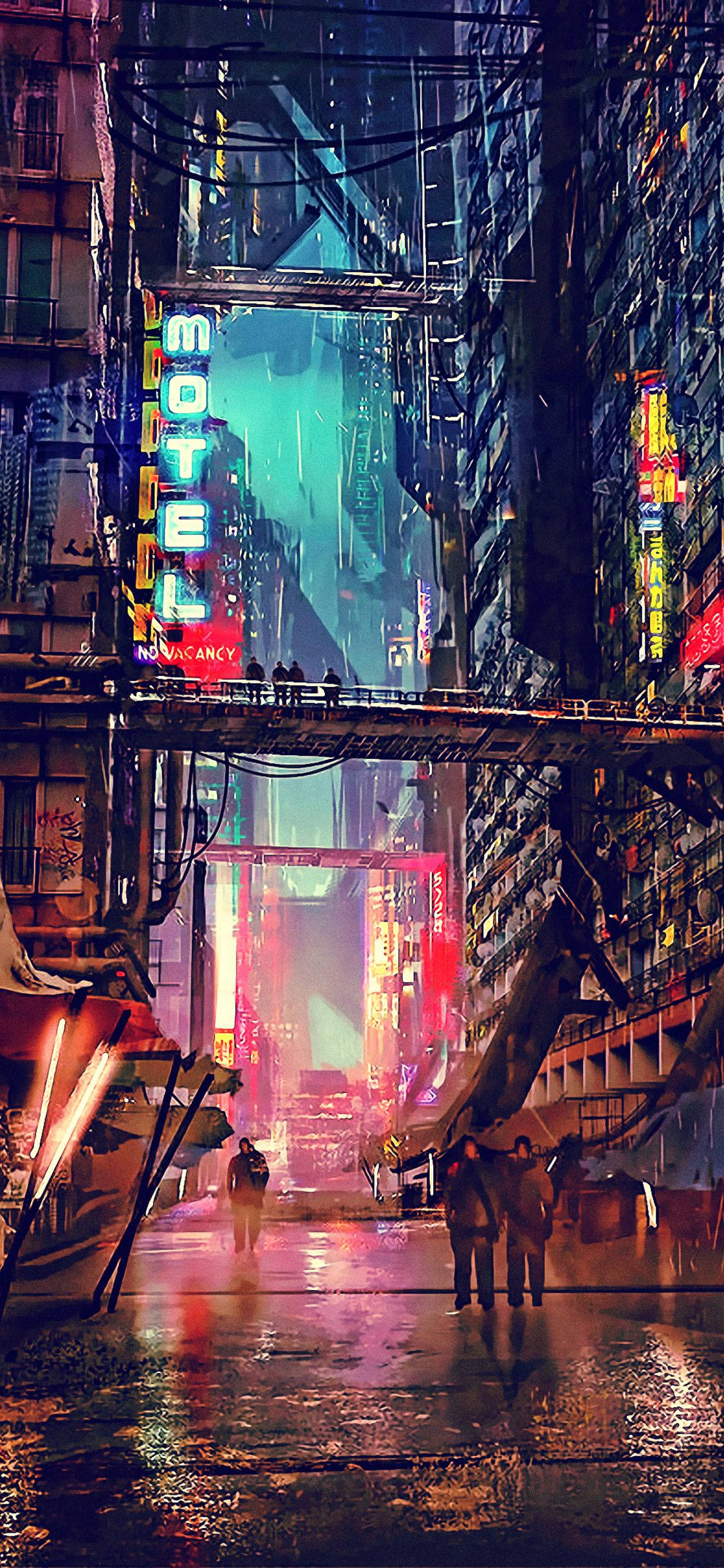 Футуристичне нічне місто Cyberpunk 2077 для iPhone Шпалери
