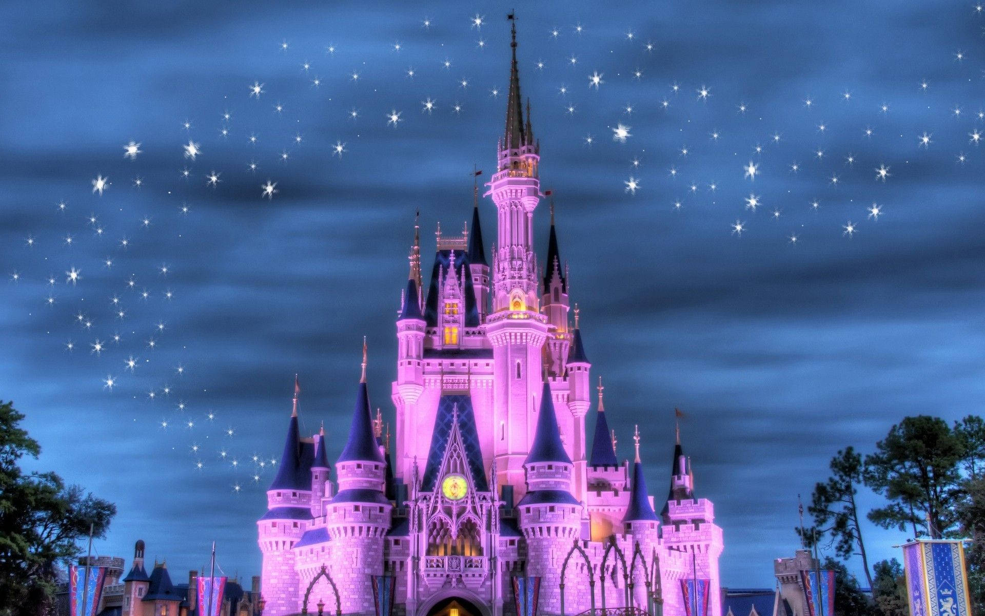 Фіолетова тема Чарівного Королівства Disney 4K Ultra Wide Шпалери