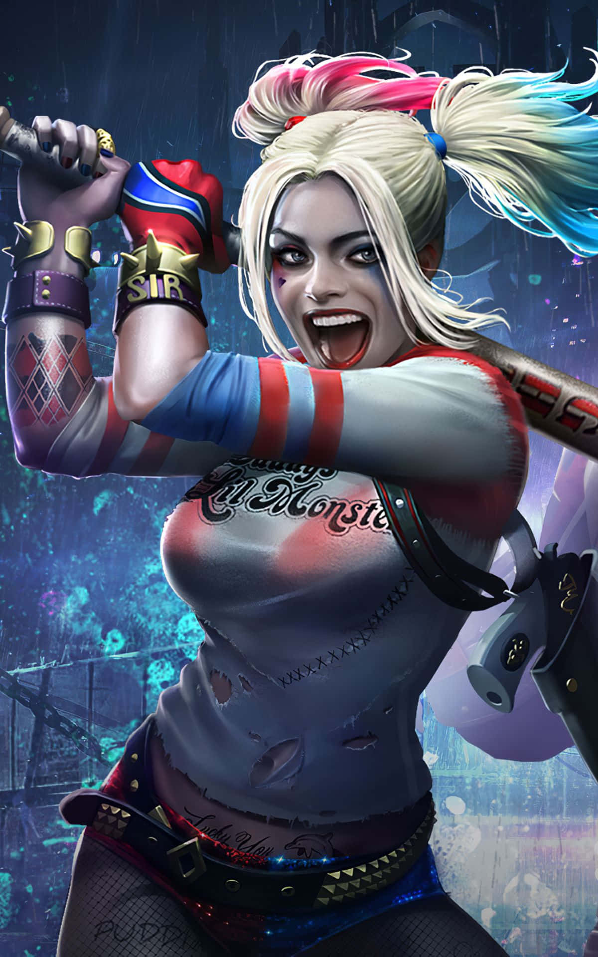 Харлин Квинзел в її культовому образі из відеоигры "Arkham City" Шпалери