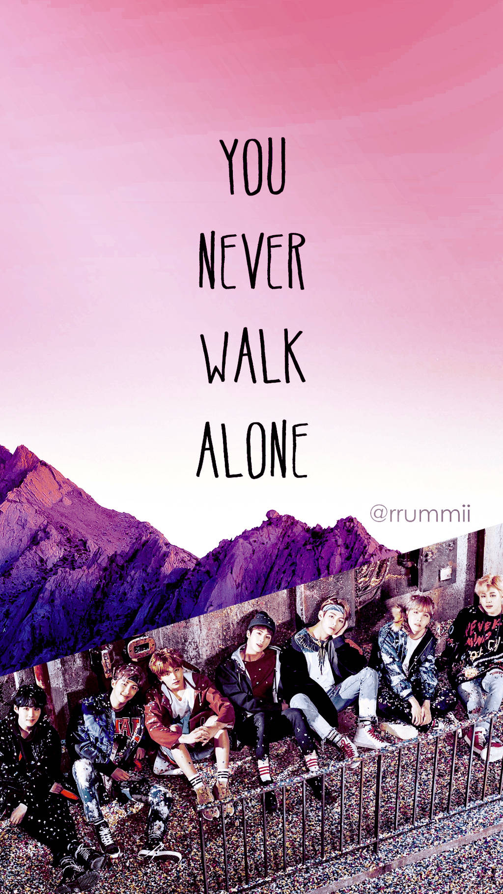 Шпалери з цитатою BTS «You Never Walk Alone».