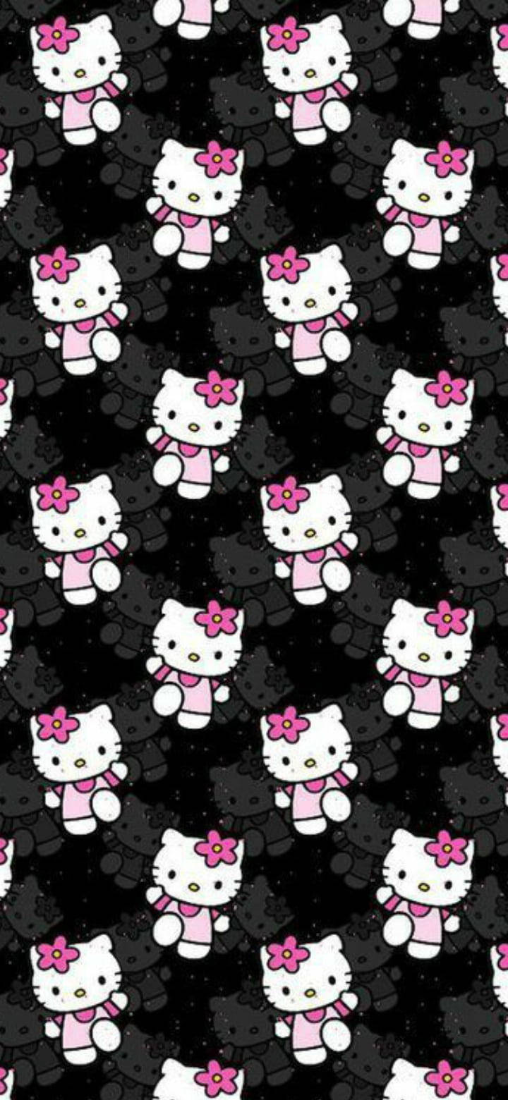 Чарівний чорний дизайн Hello Kitty Шпалери