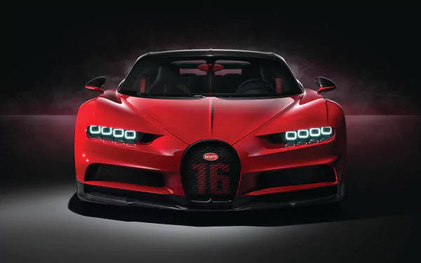 Червоний Bugatti Chiron 4k