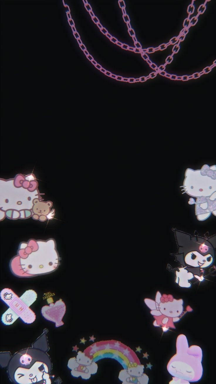 Чорна Hello Kitty та персонажі Sanrio Шпалери