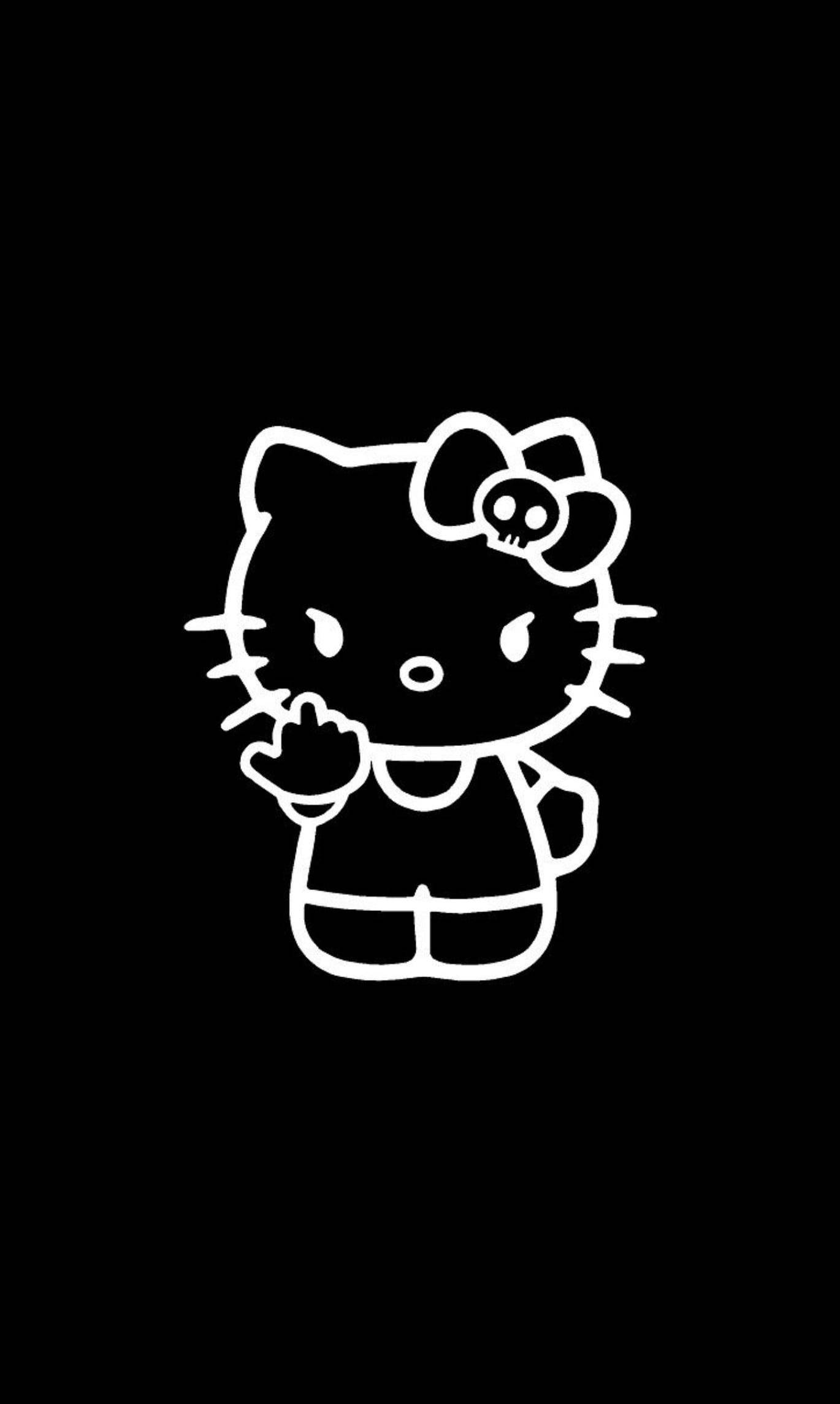 Чорна Hello Kitty з непристойним жестом Шпалери