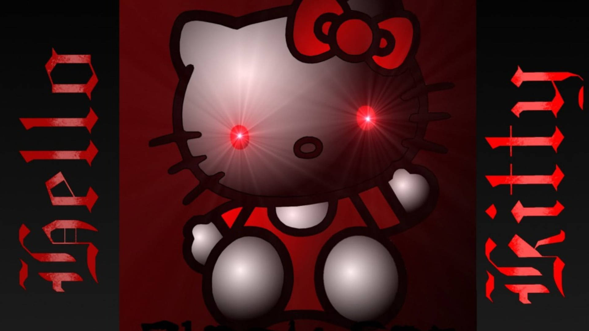 Чорна Hello Kitty з червоними очима Шпалери