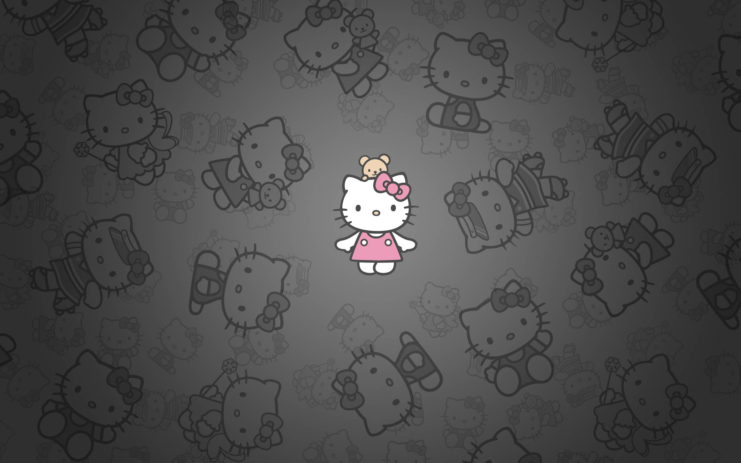 Чорна Hello Kitty з маленьким Чамом Шпалери