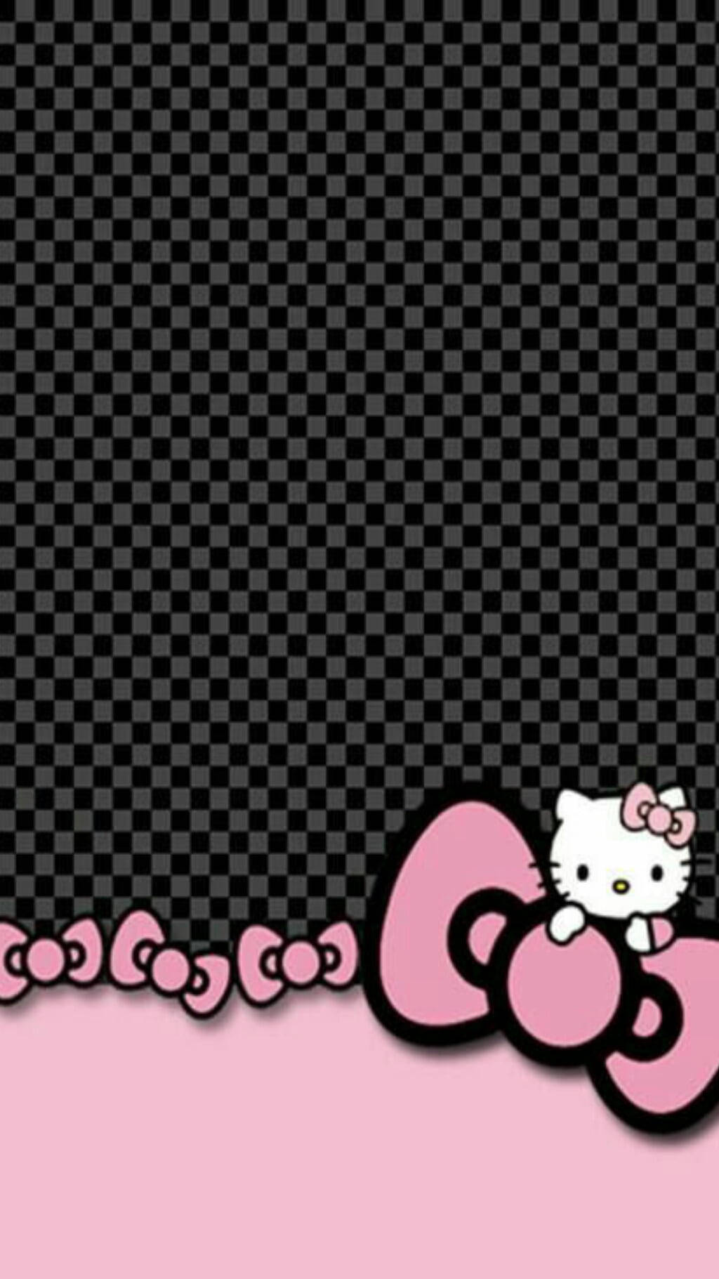 Чорний картатий візерунок Hello Kitty Шпалери