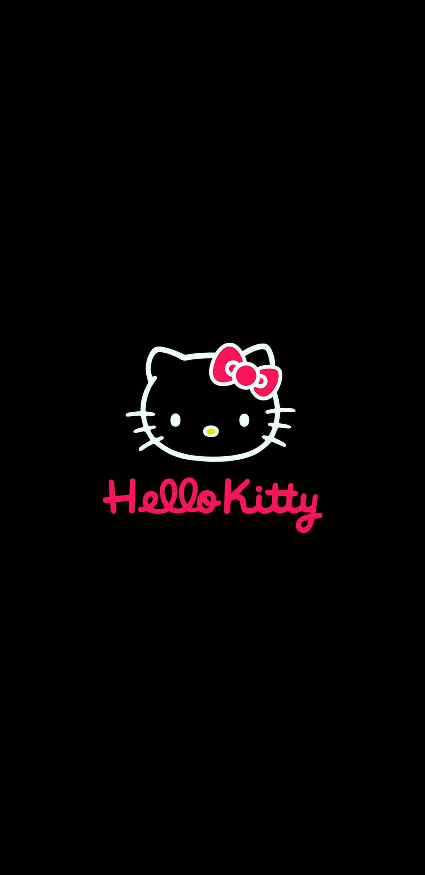 Чорний контур обличчя Hello Kitty Шпалери