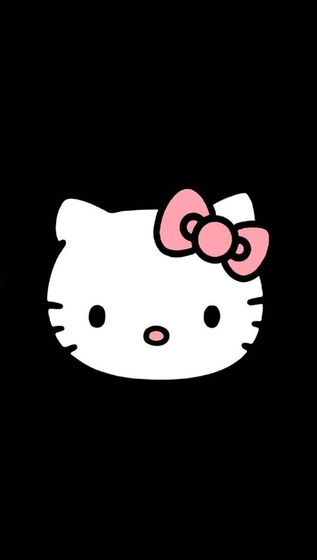 Чорний малюнок Hello Kitty в мультяшному стилі Шпалери